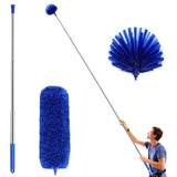 2 in 1 Cobweb Duster and Microfiber Duster – Safe Solo Cleaning for Single-Story Homes and Garages, 100 in Telescopic Reach Pole