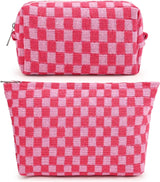 SOIDRAM Waterproof Canvas Makeup Pouch Duo – Romantic Valentine's Day Gift for Her, Cute Aesthetic Cosmetic Carry-On for Travel