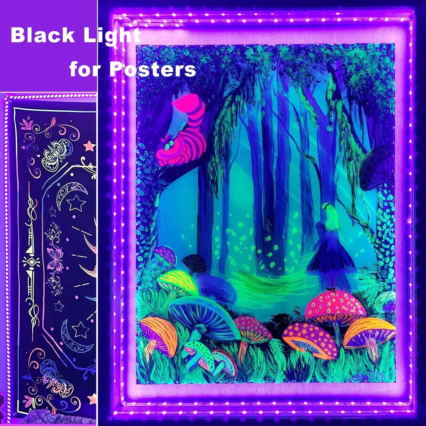 6.6ft Black Light LED Strip – Bedroom Aesthetic Accent for Mood Lighting, USB Powered UV Glow