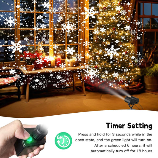 8 upgraded led beads producing moving, multi-sized snowflake projections