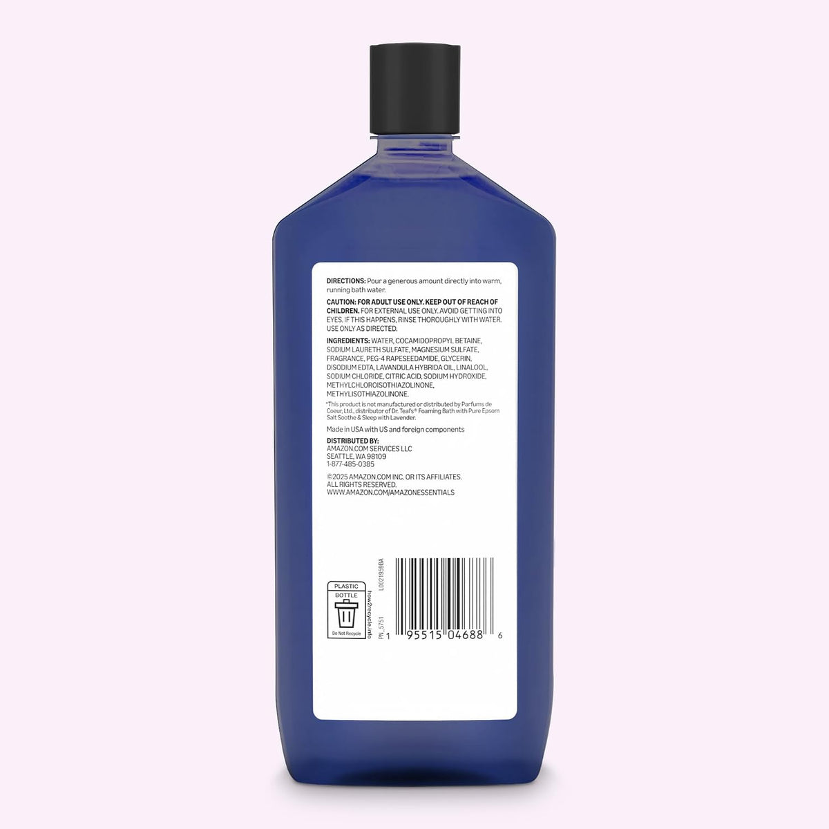 Amazon Essentials Lavender Foaming Bath – Clean Design One-Bottle Solution for Uncluttered Bathroom Counters