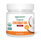 Amazon Grocery, Organic Refined Coconut Oil, 15 Fl Oz – Eczema-Soothing Body Oil for Children and Sensitive Skin