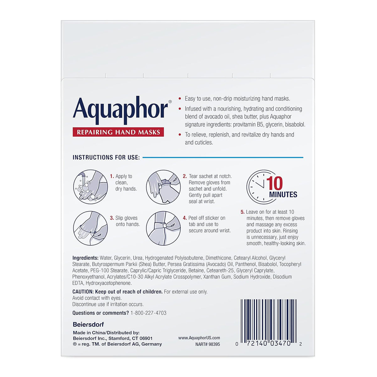 Aquaphor Moisturizing Hand Gloves – Mindful Wind-Down Treatment for Over-Washed Hands, Fragrance-Free Nightly Recovery