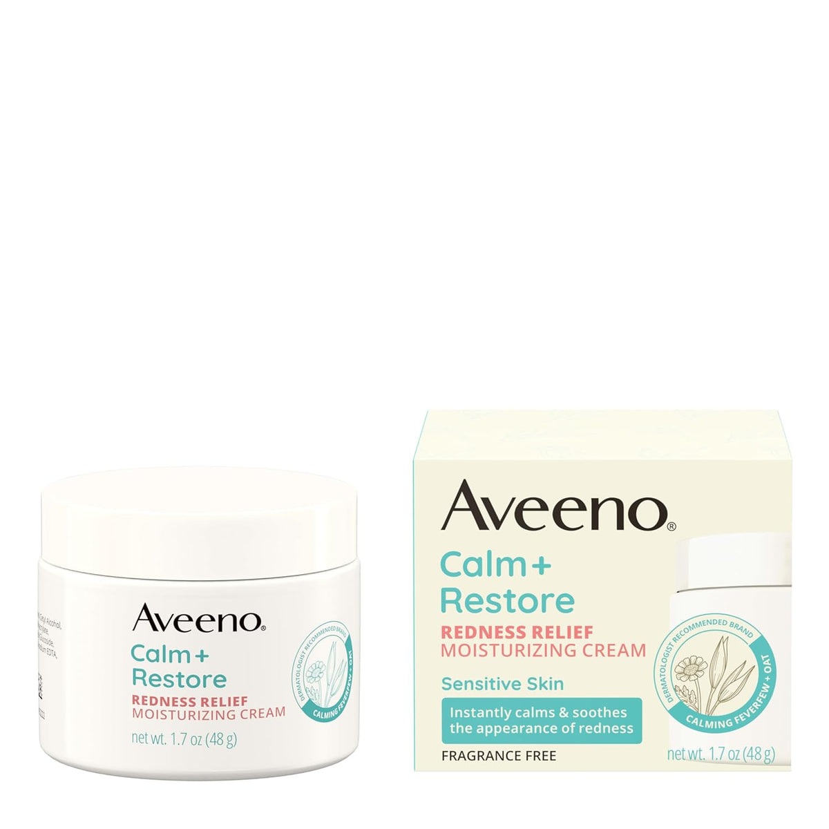 Aveeno Calm + Restore Facial Moisturizer – Clean Beauty Staple for an Uncluttered Vanity, Fragrance-Free 1.7 oz