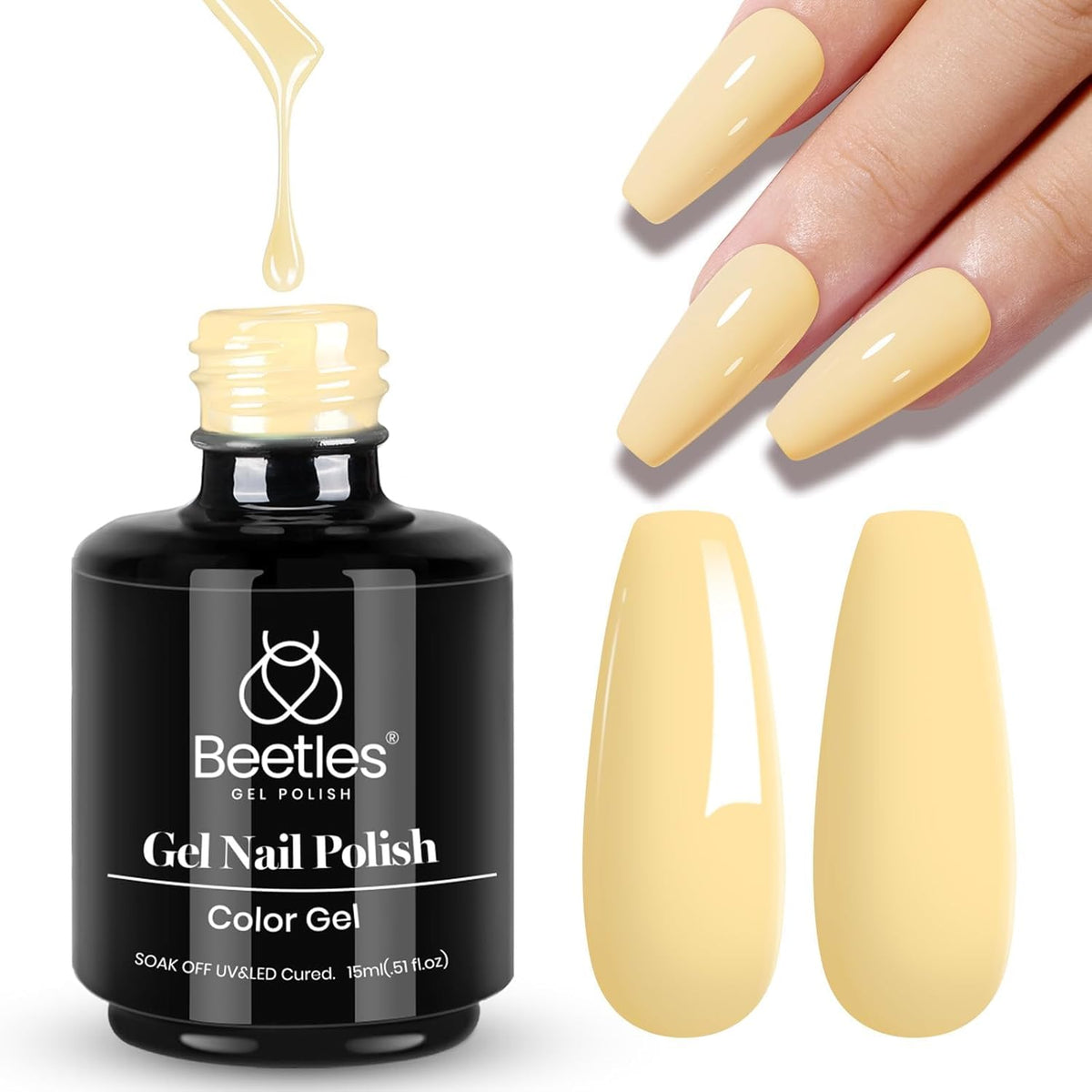 Beetles Yellow Gel Polish – Refined Pastel Nail Color with High-Gloss Creme Finish, Luxury Cured Gel for Collectors and Connoisseurs