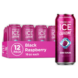 Sparkling Ice Caffeine Black Raspberry Sparkling Water for Hiking Trail Hydration, Lightweight Sparkling Energy Drink for the Trail