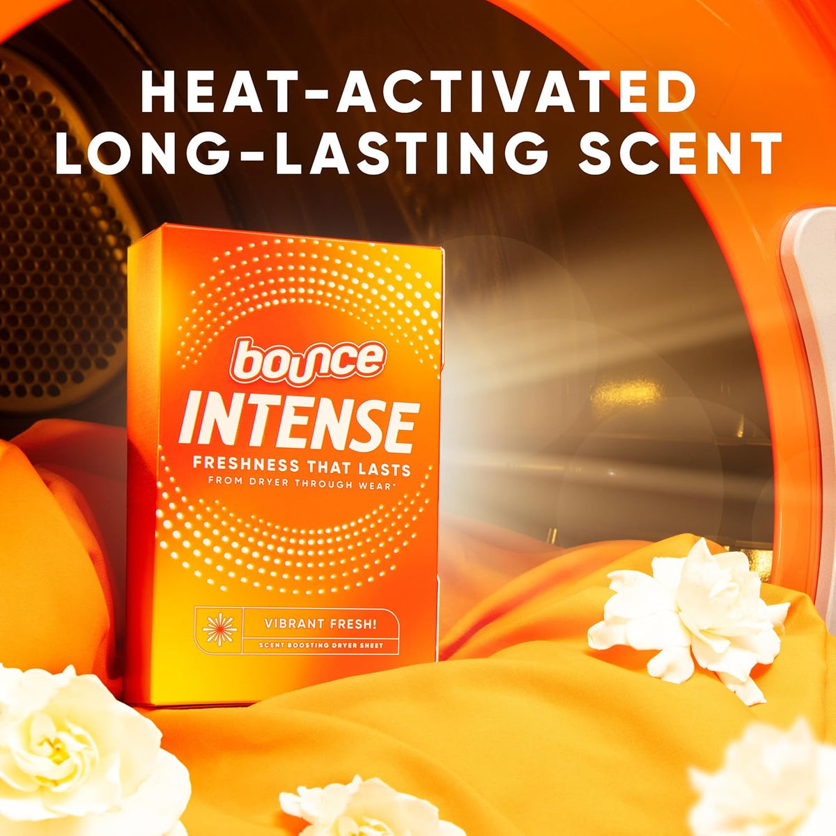Bounce Intense Dryer Sheets, Vibrant Fresh Scent, 60 Count, Yoga Room Aromatherapy Laundry Freshener