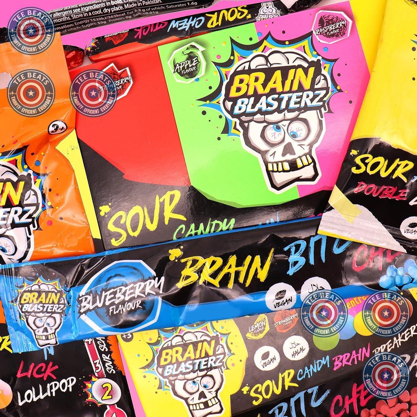 Brain Blasterz TREAT Sour Candy Variety Pack – Ready-to-Give Vegan Candy Gift Box for Christmas Stocking
