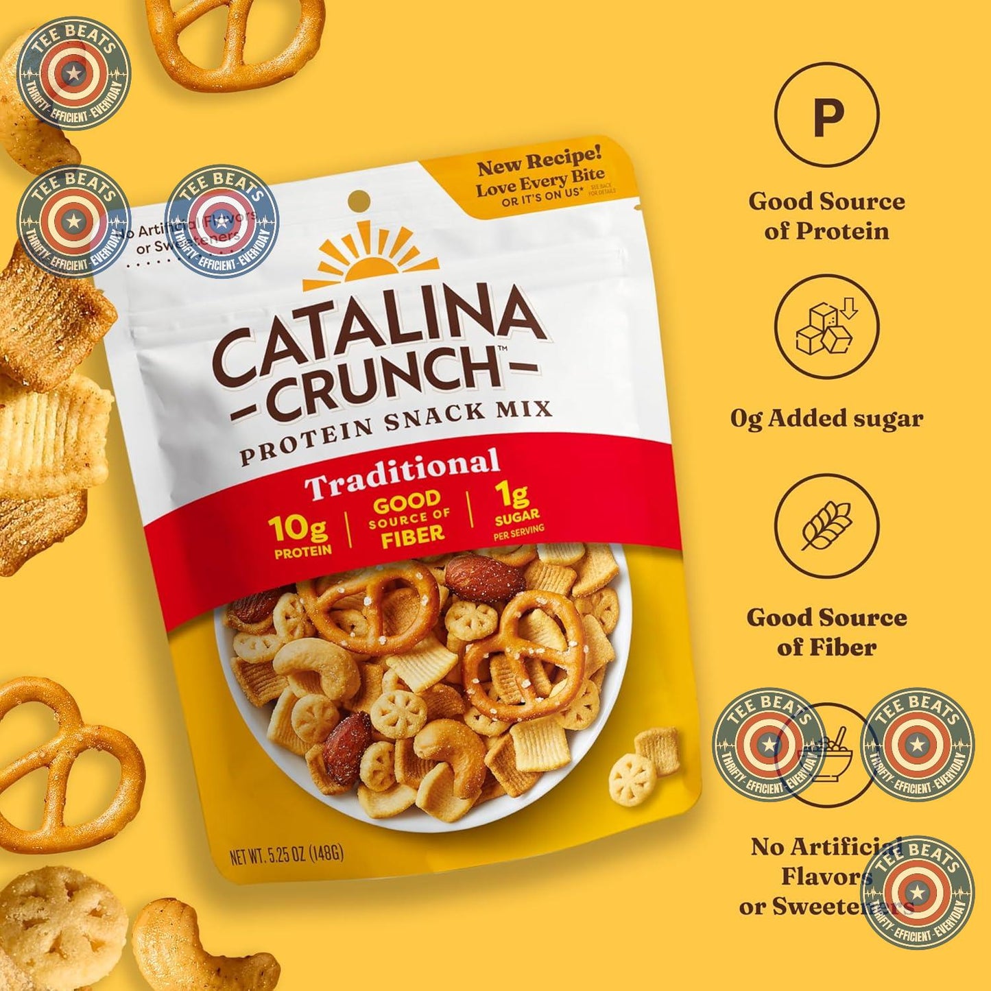 Catalina Crunch Protein Snack Mix - Kid Safe Lunchbox Snack with 10g Protein and 1g Sugar, School Friendly Single Serve, 5.25 oz Bag