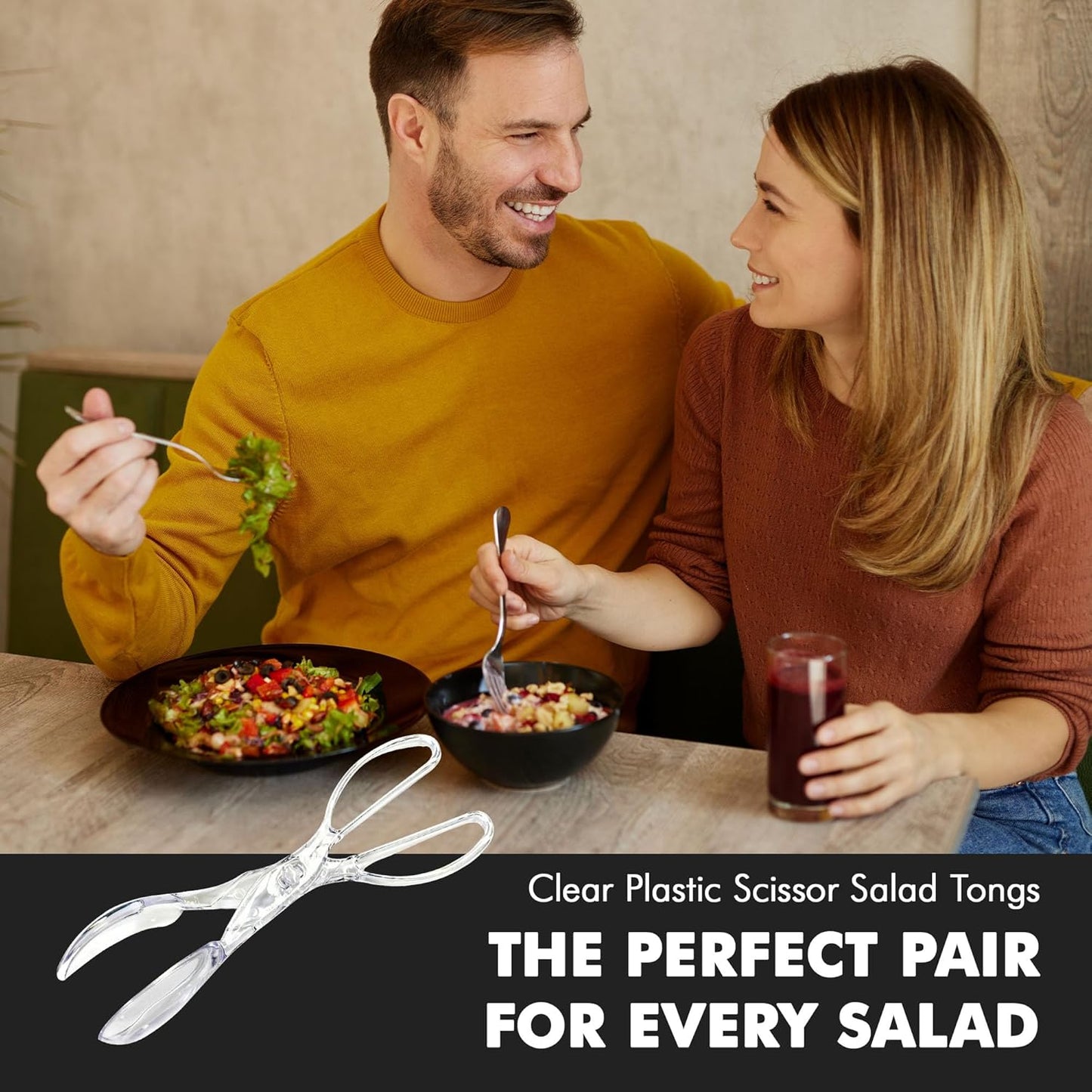 Chef Craft Premium Salad Scissor Tongs – Clear Serveware Accent for Dining Room Tablescapes, One-Handed Buffet Serving