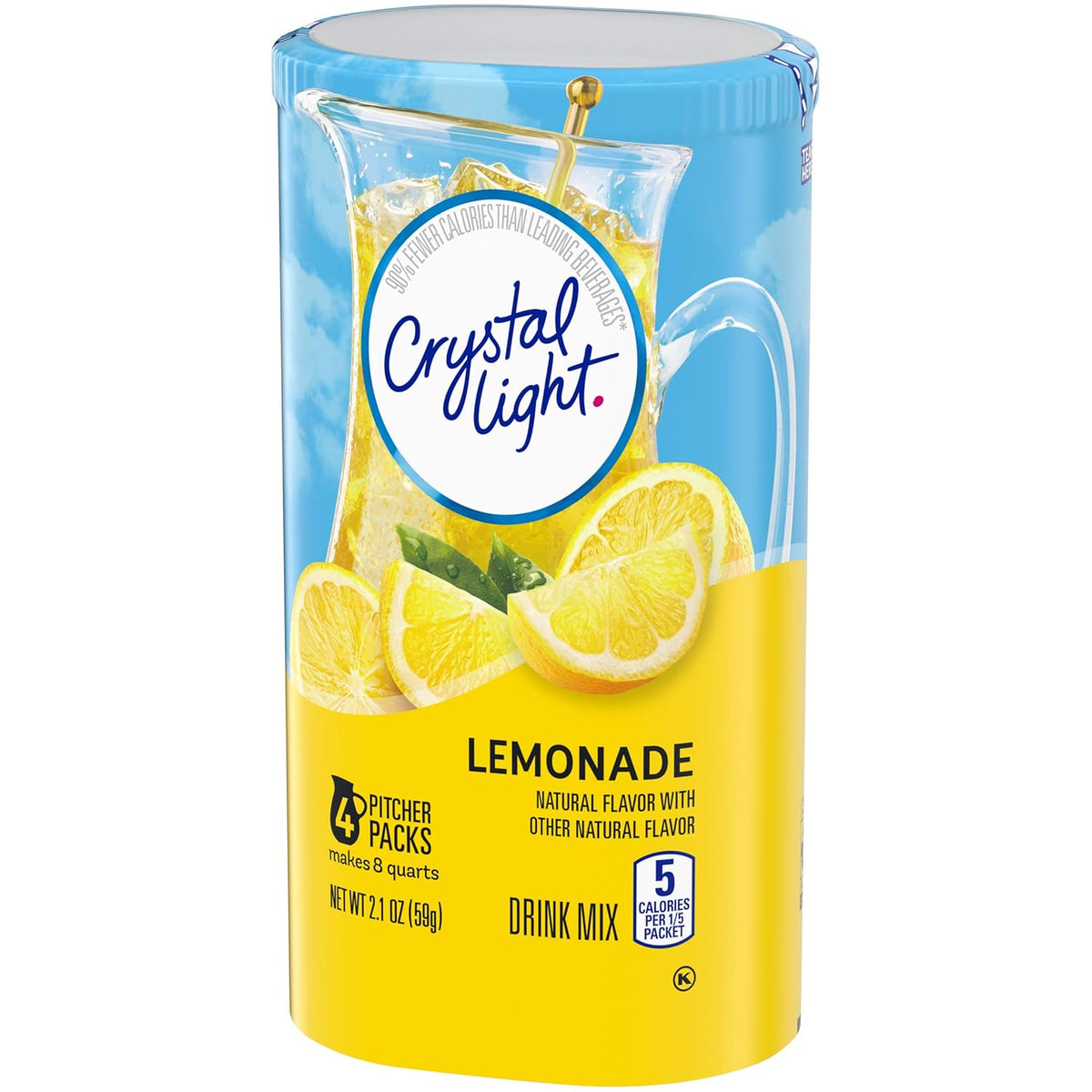 Crystal Light Sugar-Free Lemonade Drink Mix – Compact Lemonade Powder for Clutter-Free Pantry Shelves