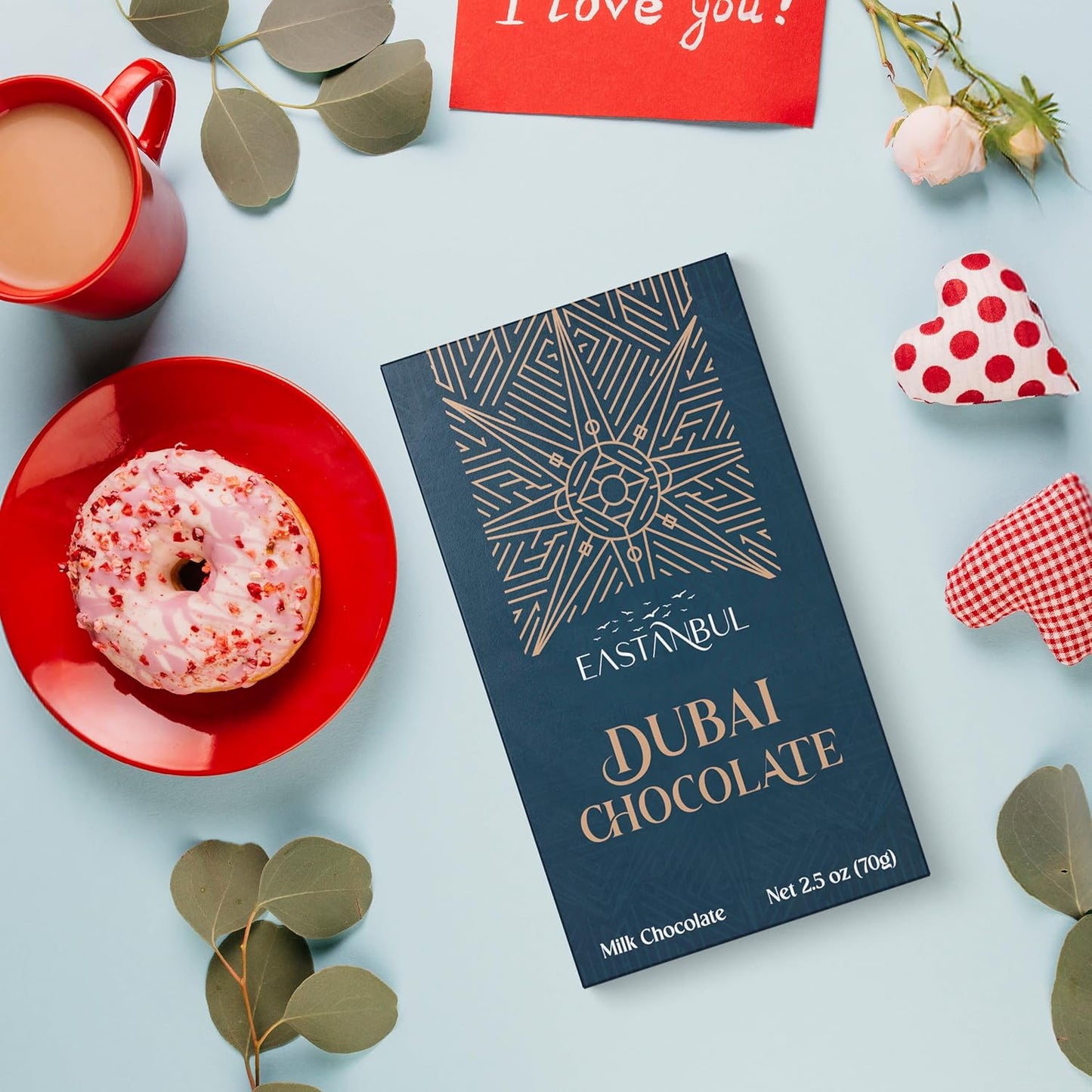Eastanbul Dubai Chocolate Bar Pistachio – Viral Gourmet Birthday Gift for Her, 2.5oz Premium Candy in Gift Box