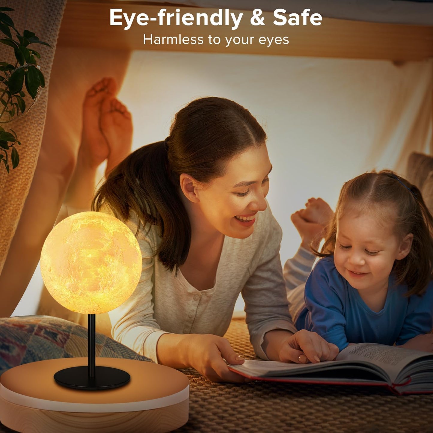 Ehobroc Moon Lamp – Safe Night Light for Kids Room, Cool-Touch LED with Cord Switch