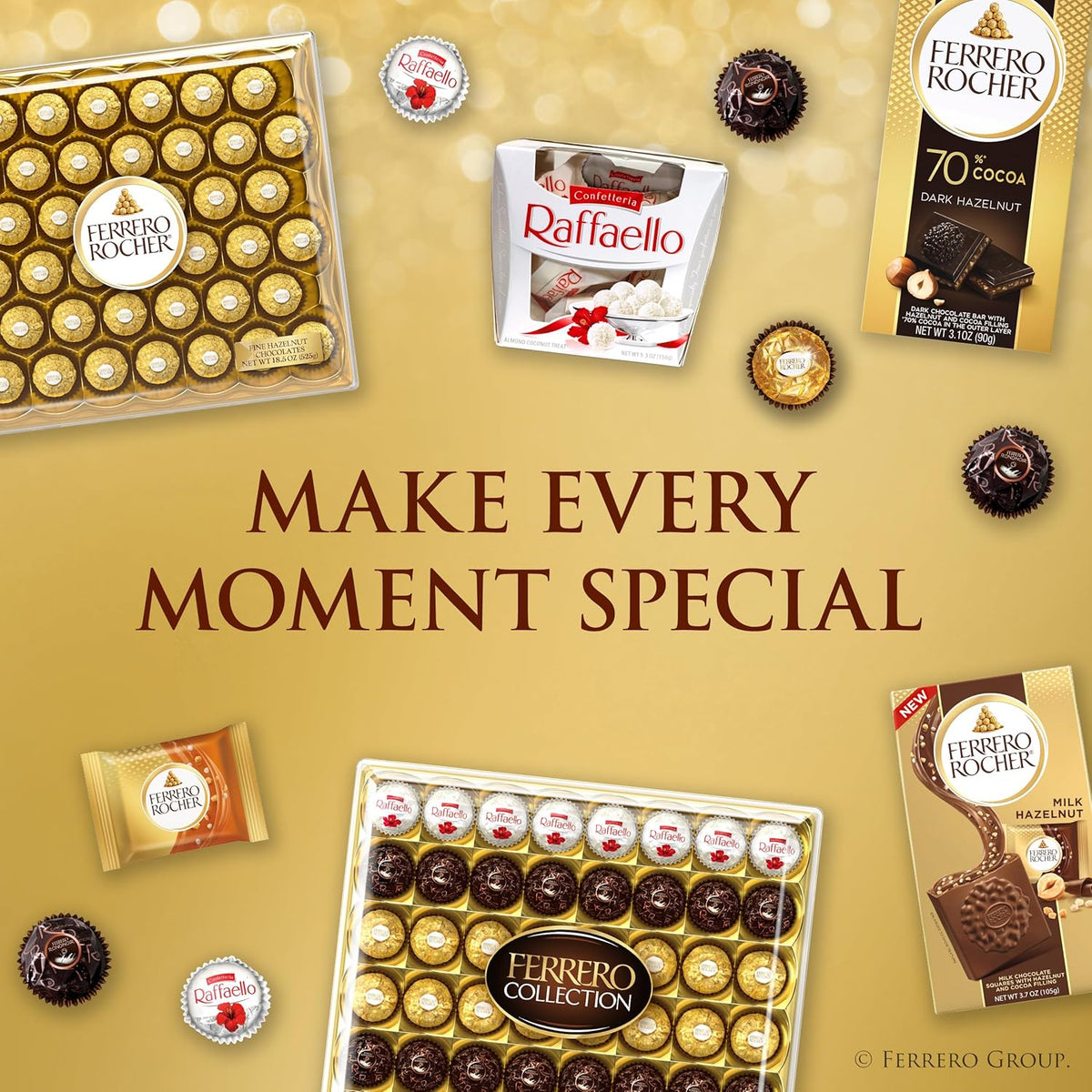 Ferrero Rocher 12-Count Chocolate Box, Individually Wrapped Easter Basket Treats for Kids and Teens