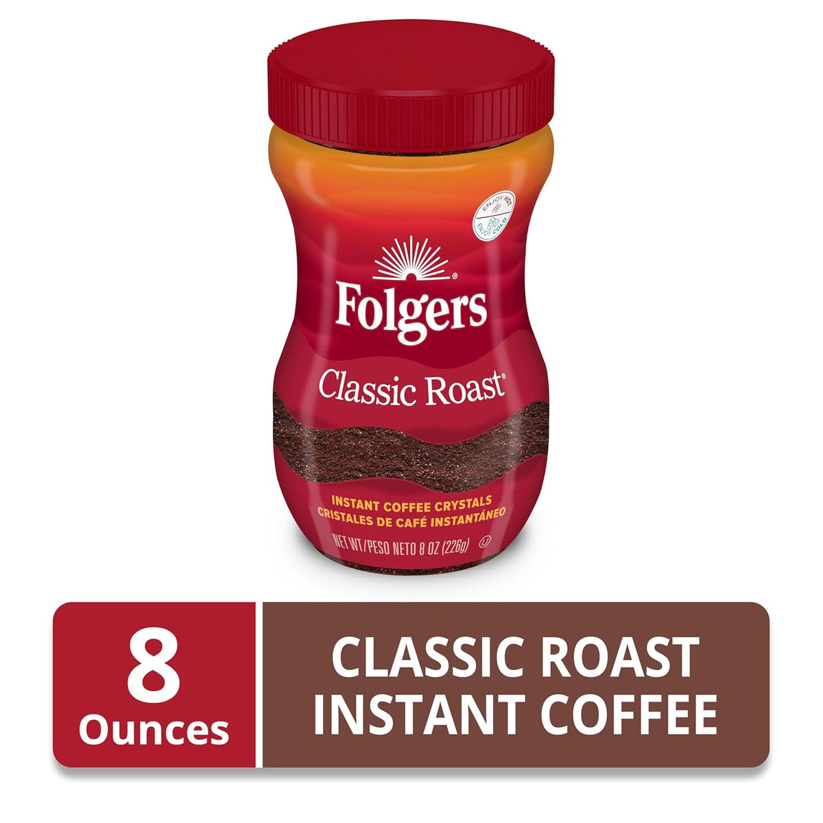 Folgers Classic Roast Instant Coffee – Family Pantry Staple for Safe At-Home Brewing Anytime