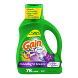 Gain Moonlight Breeze Laundry Detergent with Odor Defense – Premium Scent Laundry Soap for an Elevated Linen Closet, 177 fl oz, 134 Loads