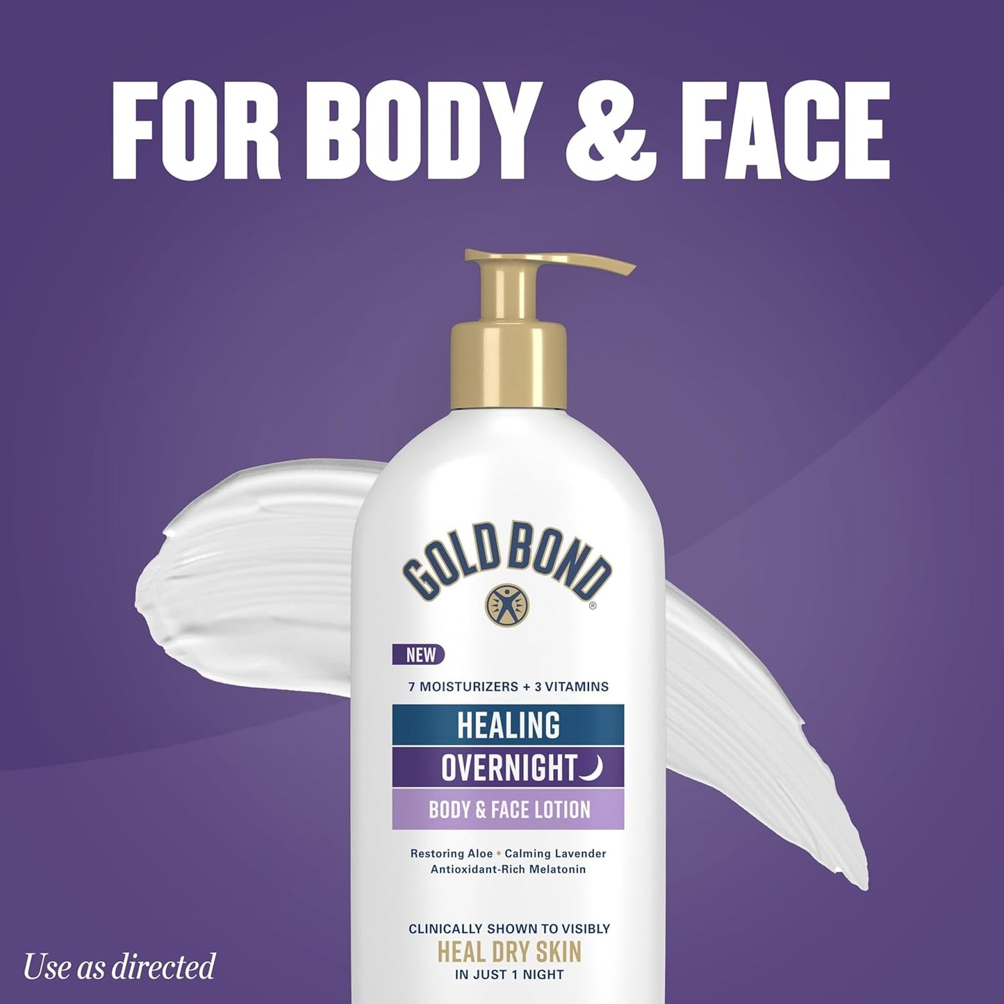 Gold Bond Healing Overnight Lotion 13 oz – Two-in-One Face and Body Moisturizer for a Streamlined, Clutter-Free Skincare Shelf