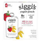 siggi's Strawberry Banana Reduced Fat Yogurt Pouches – Durable Travel Snack for Camping and Road Trips, 3.5 oz, 4 ct