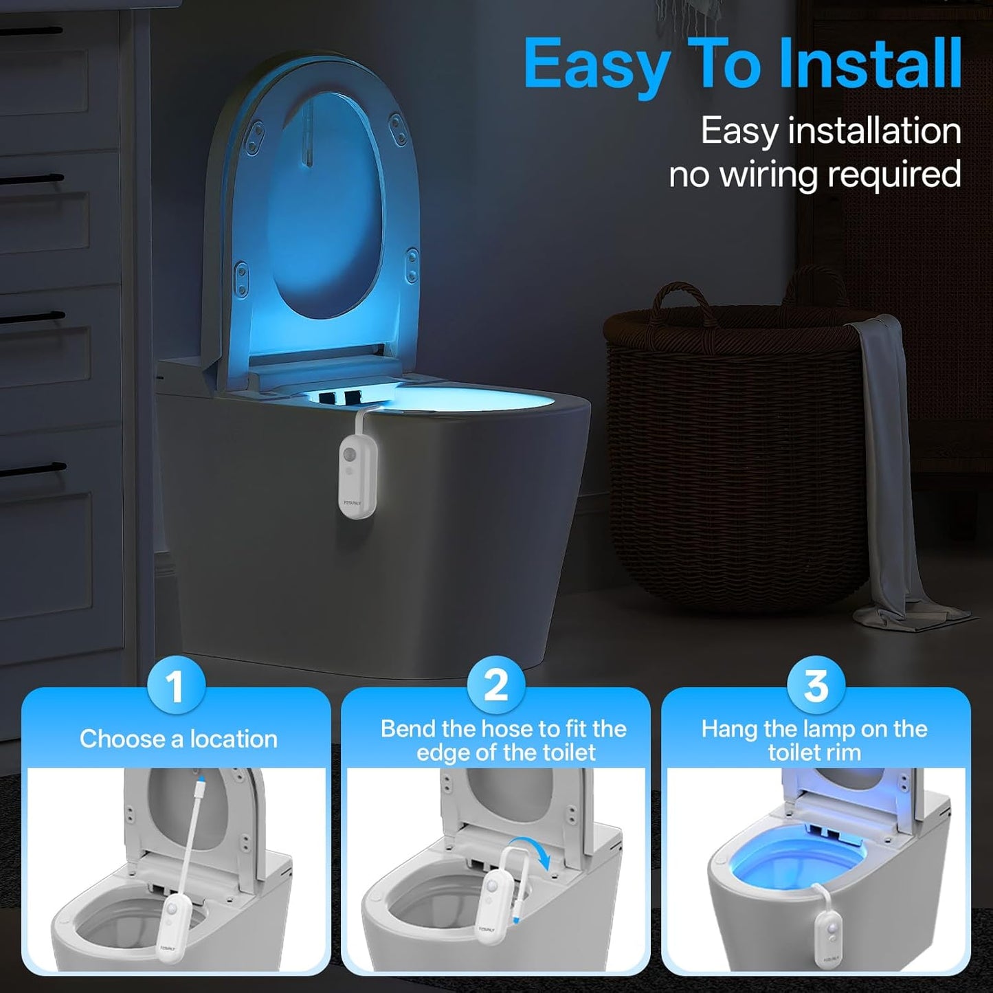 LumiGuard Toilet Night Light – Quirky Housewarming Gift, Motion Activated 2 Pack LED Bowl Light