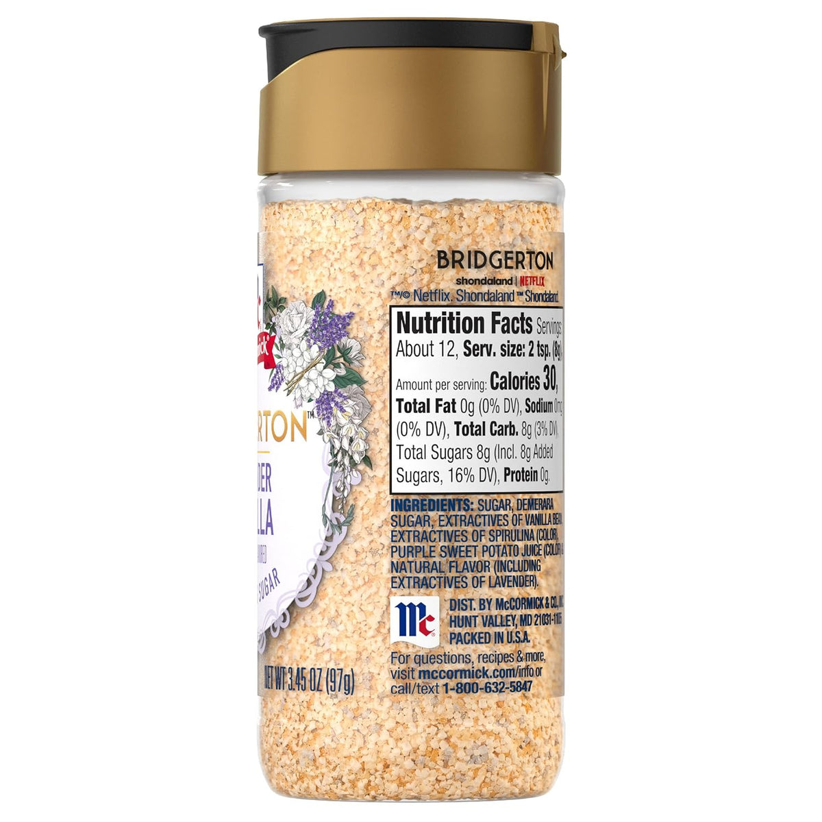 McCormick Bridgerton Finishing Sugar – Calming Lavender Vanilla Crystals for an Elevated Wind-Down Matcha or Tea Ritual