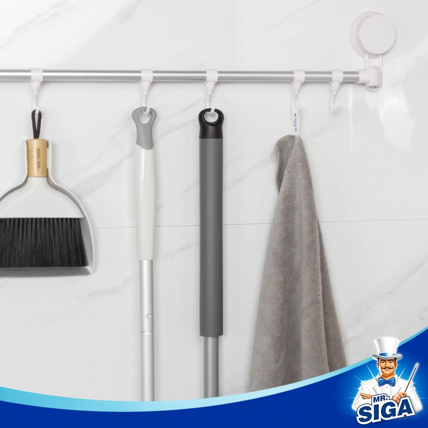 MR.SIGA Heavy Duty Grout Scrub Brush with Long Handle – Back-Saving Standing Scrubber for Bathroom Deep Cleaning