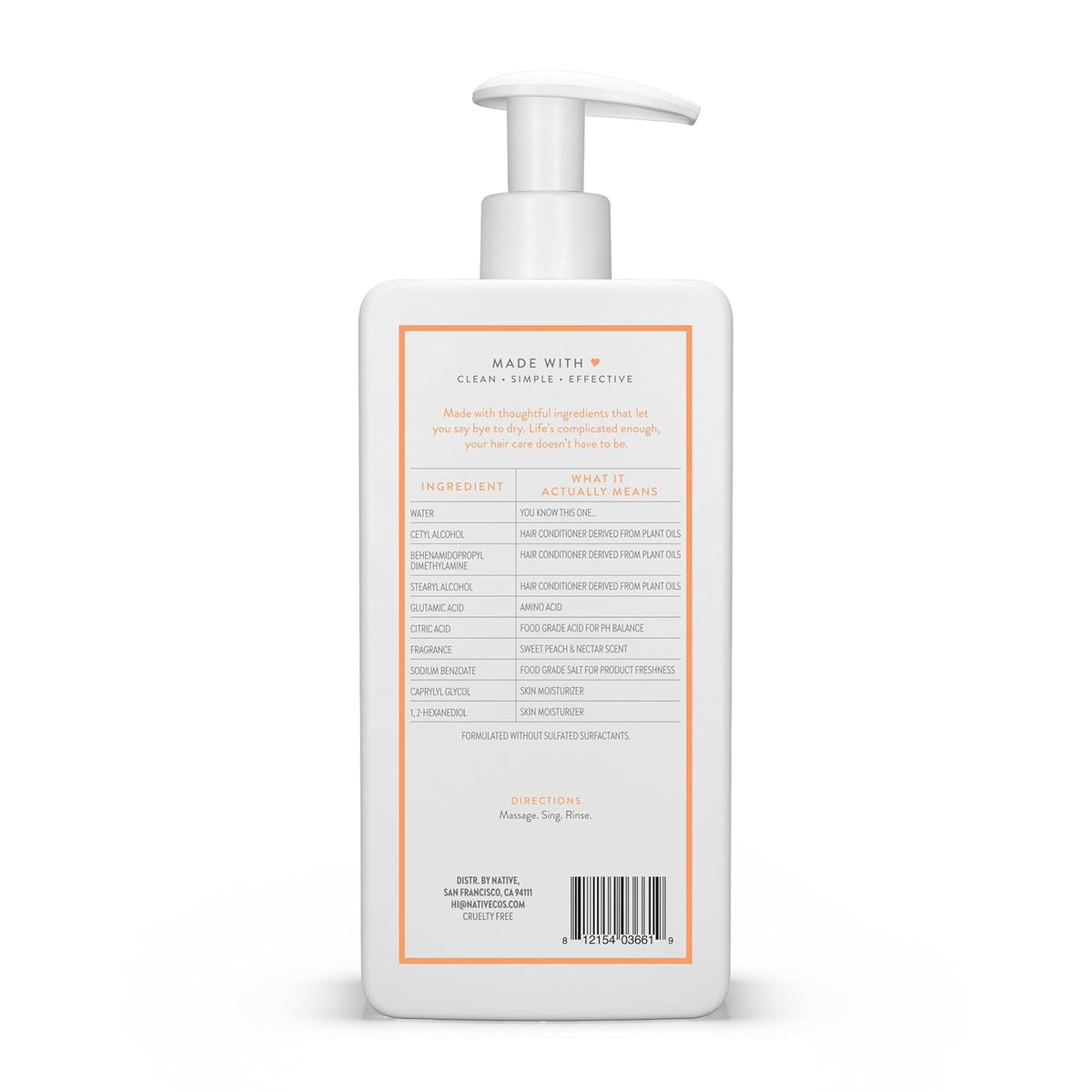 Native Moisturizing Conditioner Sweet Peach & Nectar – Spa-Like Self-Care Ritual for Hydrated, Healthy Hair