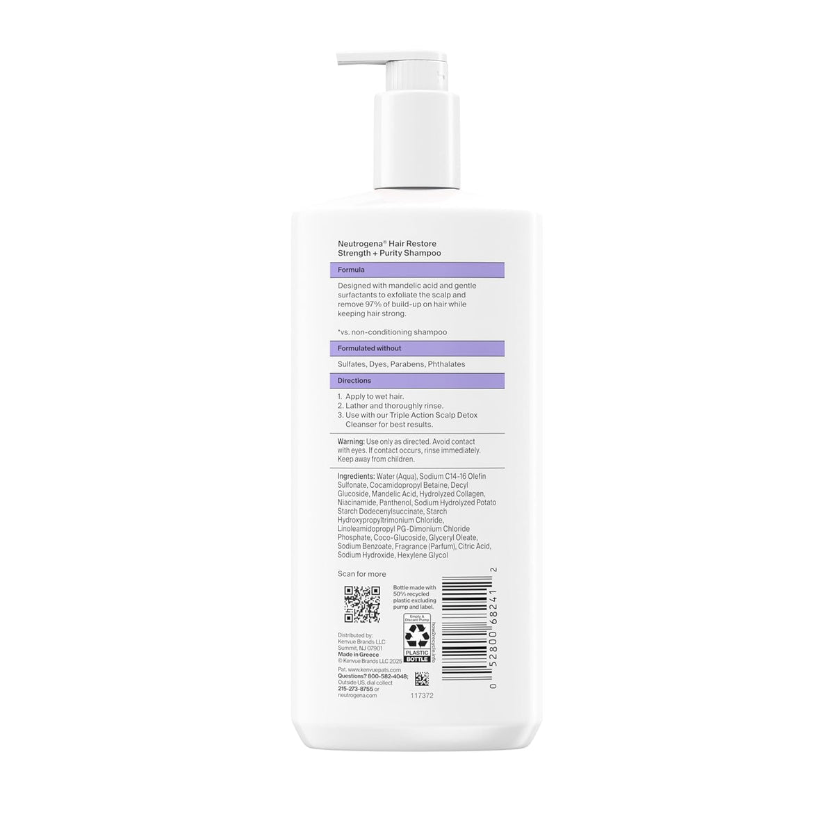 Neutrogena Hair Restore Strength + Purity Shampoo – Mindful Scalp Detox Ritual for a Calm, Balanced Shower Reset