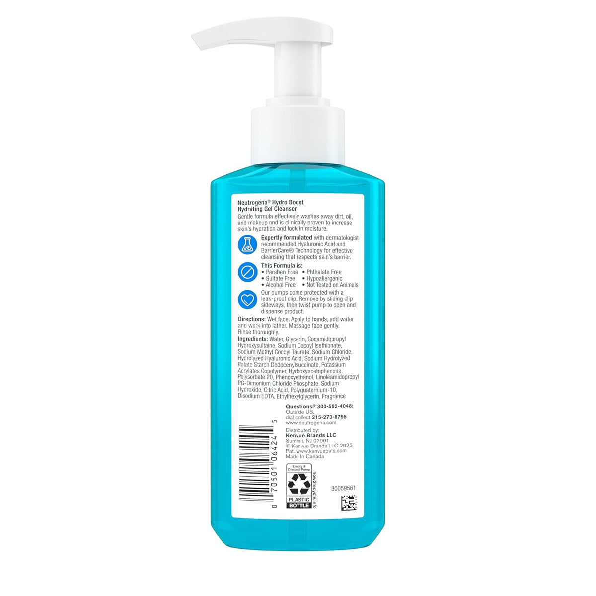 Neutrogena Hydro Boost Hydrating Face Wash & Makeup Remover – Nightly Skincare Ritual for Soft Supple Skin, Hyaluronic Acid Gel Cleanser, 7.8 fl oz