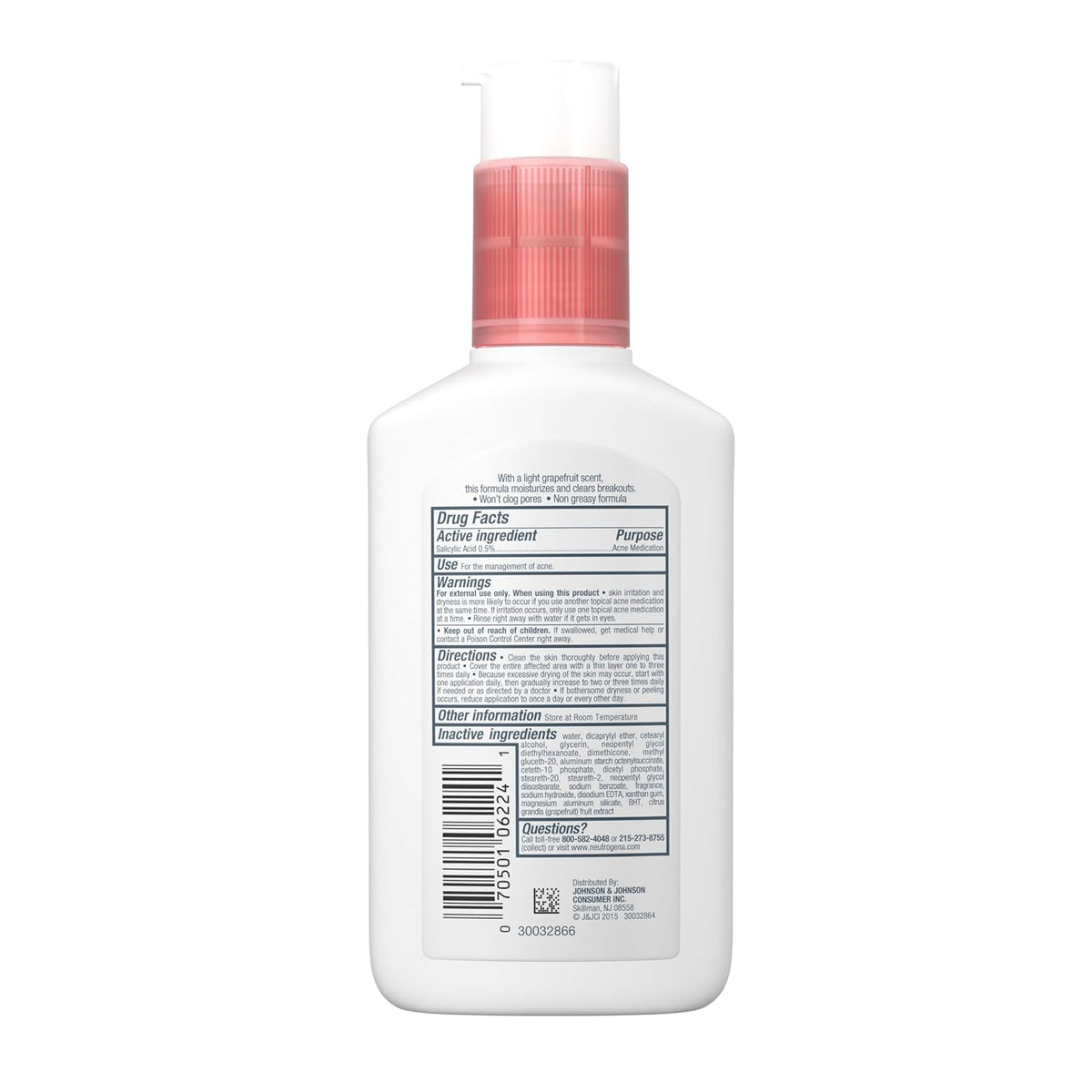 Neutrogena Oil-Free Acne Moisturizer with Salicylic Acid and SPF 30 – Pink Grapefruit Morning Self-Care Ritual for Clear, Calm Skin