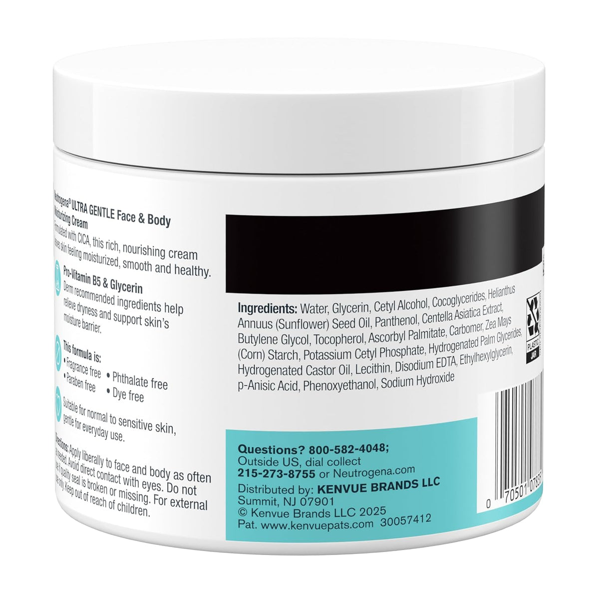 Neutrogena Ultra Gentle Face & Body Moisturizing Cream – Fragrance-Free Hydration for a Calming Daily Self-Care Ritual