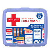 BAND-AID Brand Travel Ready First Aid Kit – All-in-One Medical Supplies for Minor Cuts, Scrapes & Burns, 80 Piece