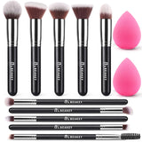 BEAKEY 12-Piece Vegan Brush and Sponge Set – Graduation and Holiday Gift for Women, Paper Case Makeup Starter