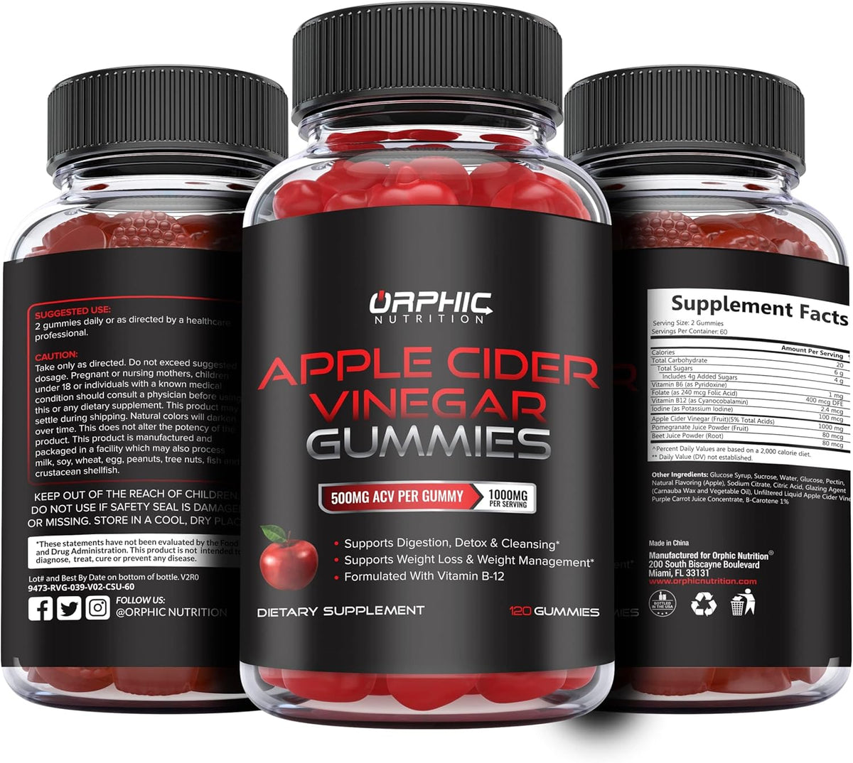 ORPHIC NUTRITION ACV Gummies with Mother – Self-Care Supplement for Evening Digestion and Calming Reset Cycles