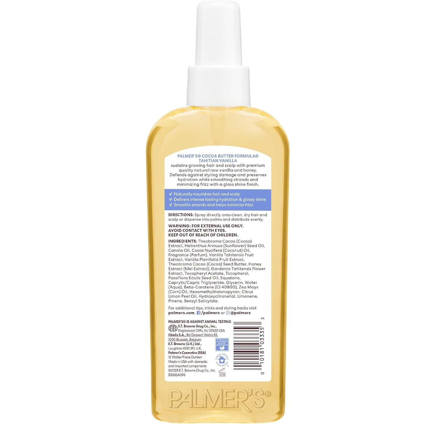 Palmer's Cocoa Butter Formula Hair & Scalp Oil – Tahitian Vanilla Premium Finishing Serum for Sleek, Glass-Like Shine