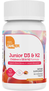 Zahler Junior D3 & K2 - Thoughtful Grandparent Gift for Growing Grandchildren, 90 Chewable Tablets