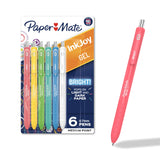 Paper Mate InkJoy Bright Gel Pens – Mindful Journaling Supplies for Cozy Reading Nook, Assorted 6-Pack