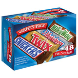 SNICKERS, TWIX, 3 MUSKETEERS, MILKY WAY Travel Friendly Candy Bar Variety for Road Trip Coolers and Hotel Stays, 18 ct Pack