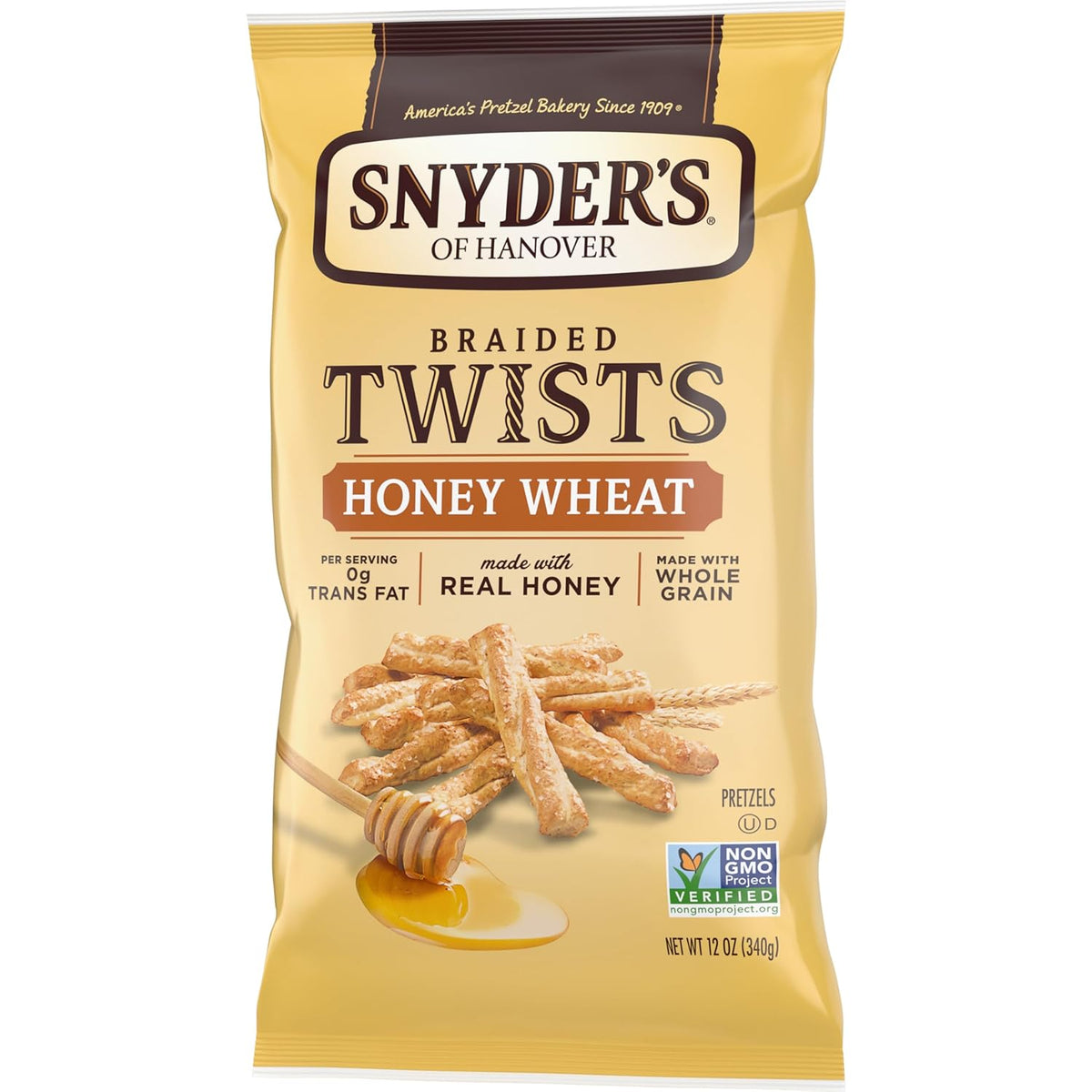 Snyder's of Hanover Braided Pretzel Twists Honey Wheat – After-School Snack for Kids, 2g Fat Per Serving 12 oz