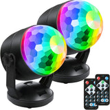 Luditek 2-Pack Sound Activated Disco Lights – Cool to Touch Kids Room and Playroom Party Light, Battery Powered LED Decor for Birthdays
