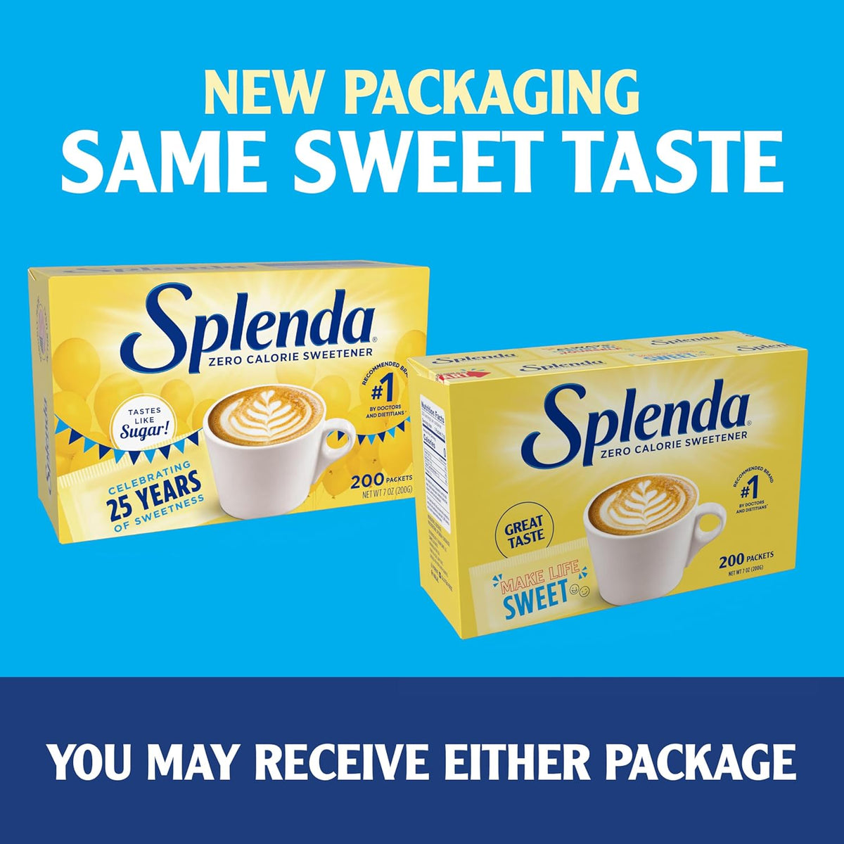 SPLENDA Zero Calorie Sweetener Packets – Calorie-Conscious Wellness Companion, Granulated Sucralose for Shake and Oatmeal Mornings