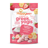 Happy Baby Organics Greek Yogis Choking-Safe Melt-in-Mouth Snack for Crawling Babies, Strawberry Banana, 1 oz Pouch