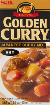 S&B Golden Curry Sauce Mix Hot 3.2 oz – One-Block Japanese Curry Solution for Clutter-Free Cooking