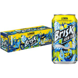 Brisk Lemon Iced Tea – Portable 12 oz Cans for Camping and Backyard Cookouts, Pack of 12
