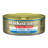 StarKist Selects No Salt Added Chunk White Albacore Tuna in Water - 4.5 oz Can for DASH and Low-Sodium Diets