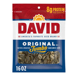 DAVID Jumbo Sunflower Seeds Original 16 oz – Resealable Roasted Seed Bag for Tailgates and Picnics
