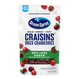 Ocean Spray Craisins 50% Less Sugar Dried Cranberries – Clean-Label Yogurt and Salad Topping for Wellness Routines, 5 oz Pouches, 12 Pack