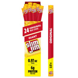 Slim Jim Giant Smoked Meat Sticks – Keto Low Carb Office Desk Snack, 24 Count
