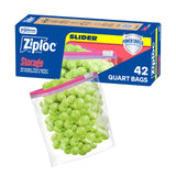 Ziploc Quart Slider Bags – Reusable Food Storage Bags for Healthy Meal Prep, BPA-Free, 42 Count