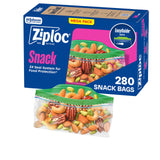 Ziploc Snack Bags with EasyGuide Texture – Reusable Snack Bags for Road Trips and Camping, 280 Pack