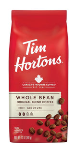 Tim Hortons Whole Bean Original Medium Roast Coffee – Steady Morning Brew for Remote Workers, 12 oz Bag